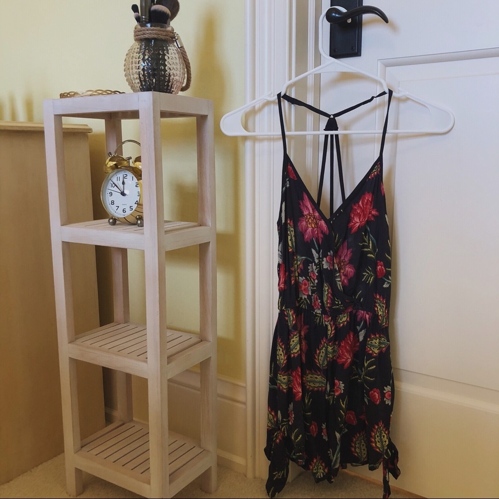Xhilaration navy blue floral romper, woman size xs